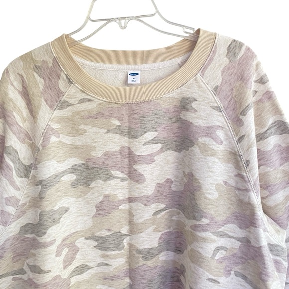 OLD NAVY Camo Sweatshirt Cream & Gray Long Sleeve EXTRA LARGE - Picture 7 of 8